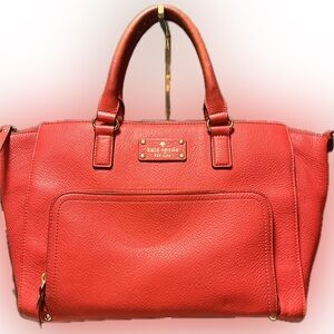 Kate Spade New York Catalina large red pebbles leather Satchel.